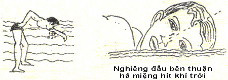 Bạn đứng dưới bể bơi sao cho mực nước ở ngang ngực.