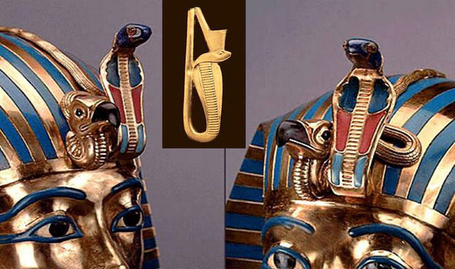 Uraeus là một con rắn hổ mang đang ngẩng cao đầu, được gắn trên vương miện của các Pharaoh.